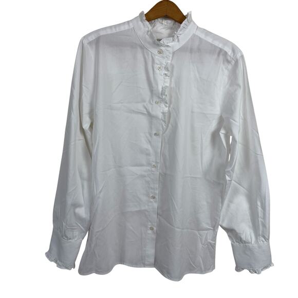 Cyrillus Paris Women White Button Up Shirt Top Size 42 (US 12) Preppy Minimalist - Picture 1 of 6